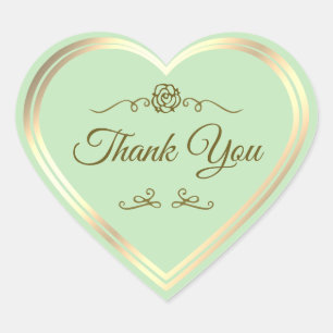 Pastel Green Gold Frame und Vintage Rose Vielen Da Herz-Aufkleber
