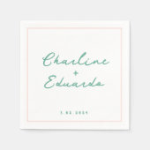 Pastel green Handwriting Retro Wedding Napkins Serviette (Vorderseite)