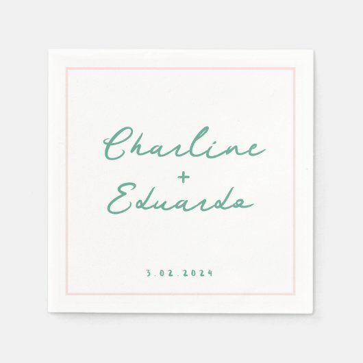 Pastel green Handwriting Retro Wedding Napkins Serviette (Vorderseite)