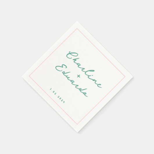 Pastel green Handwriting Retro Wedding Napkins Serviette (Ecke)