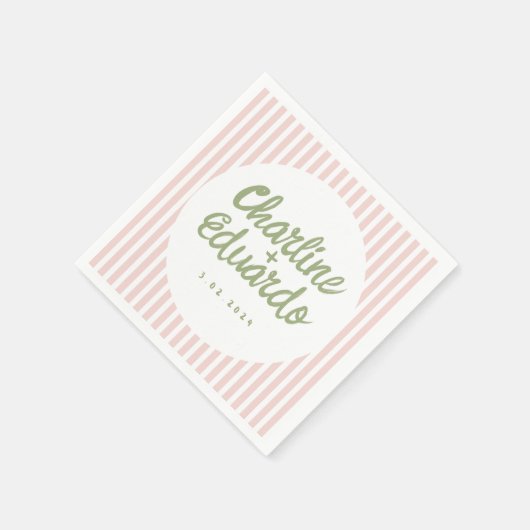 Pastel Green Handwriting Retro Wedding Napkins Serviette (Ecke)