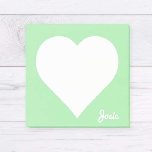 Pastel Green Heart Sticky Notes mit Name Post-it Klebezettel