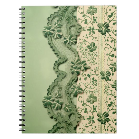PASTEL GREEN INTRICATE LACE SEHEN IRISH PATTERN NOTIZBLOCK (Vorderseite)