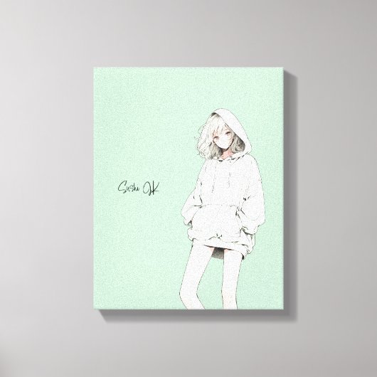 Pastel Green JKのアートパネル|寿司娘 GenerativeAI Leinwanddruck (Vorderseite)