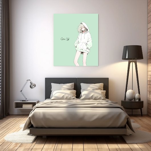 Pastel Green JKのアートパネル|寿司娘 GenerativeAI Leinwanddruck