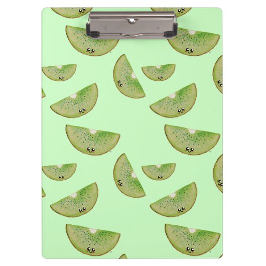 Pastel Green Kawaii Kiwi Klemmbrett (Vorderseite)