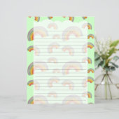 Pastel Green Kawaii Rainbow Stationery Paper (Stehend Vorderseite)
