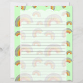 Pastel Green Kawaii Rainbow Stationery Paper (Vorderseite)