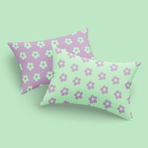 Pastel Green Lila Girly Reversable Blume Print Kissenbezug