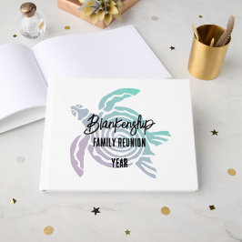 Pastel Green Lila Tribal Turtle Family Wiedersehen Gästebuch