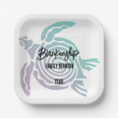 Pastel Green Lila Tribal Turtle Family Wiedersehen Pappteller (Vorderseite)