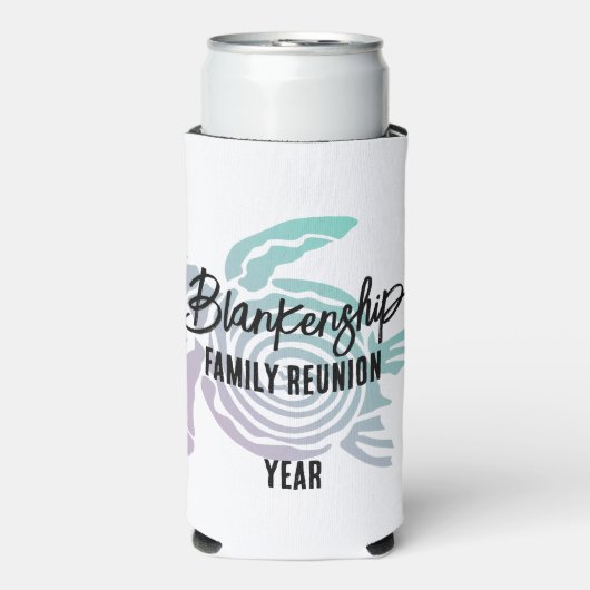 Pastel Green Lila Tribal Turtle Family Wiedersehen Selters Dosenkühler (Seltzer Vorderseite)