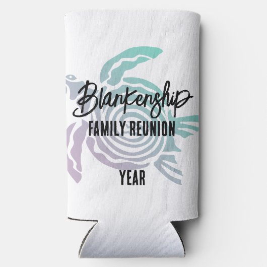 Pastel Green Lila Tribal Turtle Family Wiedersehen Selters Dosenkühler (Rückseite)