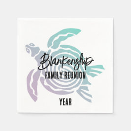 Pastel Green Lila Tribal Turtle Family Wiedersehen Serviette