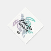 Pastel Green Lila Tribal Turtle Family Wiedersehen Serviette (Ecke)