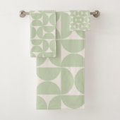 Pastel Green Mitte Jahrhundert Modernes Muster Badhandtuch Set (Insitu)