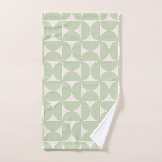 Pastel Green Mitte Jahrhundert Modernes Muster Badhandtuch Set (Handtuch)