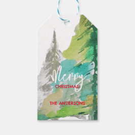 Pastel Green Moderner Weihnachtsbaum Wasserfarbe K Geschenkanhänger