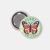 Pastel Green Monarch Butterfly Pflanze Native Cubi Magnet (Vorderseite/Rückseite)