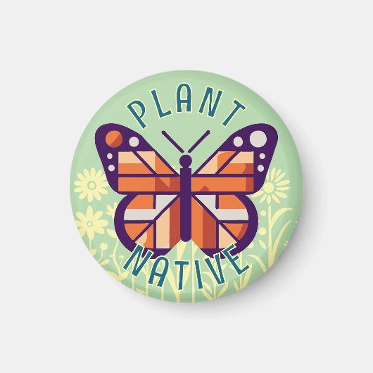 Pastel Green Monarch Butterfly Pflanze Native Cubi Magnet (Vorne)