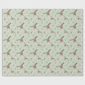 Pastel Green Monkey Valentine Wrapping Paper Geschenkpapier (Flach)