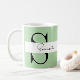 Pastel Green Monogram Classic Tasse - Personalisie