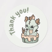 Pastel Green Orange Baby Dragon Vielen Dank Etiketten (Design 1)