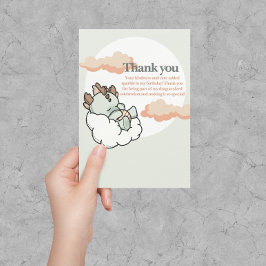 Pastel Green Orange Cloudy Niedlich Sleep Baby Dra Dankeskarte