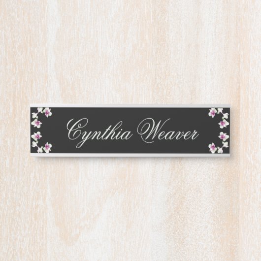 Pastel Green Orchids mit Schreibtisch Name Plate Türschild (Vorderseite )