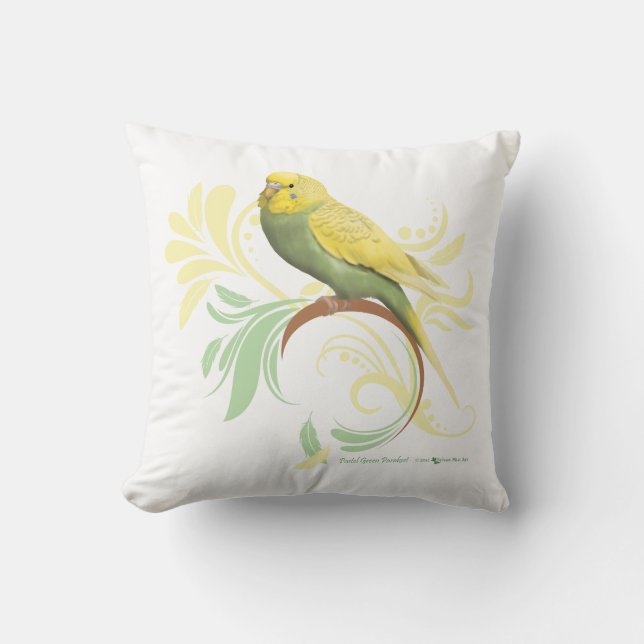 Pastel Green Parakeet Kissen (Vorderseite)