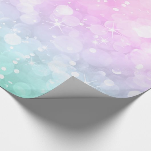 Pastel Green & Pink Glam Bokeh Glitzer & Glitzern Geschenkpapier (Ecke)