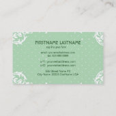 Pastel Green Polka Dot & floral-elegante Vorlage Visitenkarte (Rückseite)