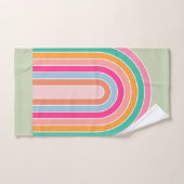 Pastel Green Retro Rainbow Badhandtuch Set (Handtuch)