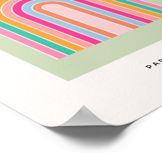 Pastel Green Retro Rainbow Poster (Ecke)