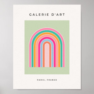 Pastel Green Retro Rainbow Poster