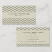 Pastel Green Retro Zickzack Muster Linen Textur Visitenkarte (Vorne/Hinten)