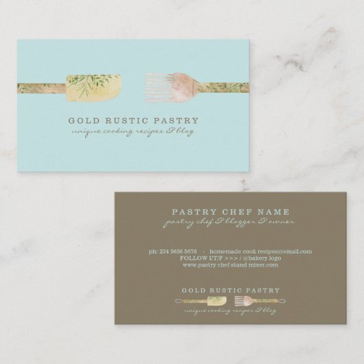 Pastel Green Rustic Eukalyptus Bäckerei Visitenkarte (Vorne/Hinten)