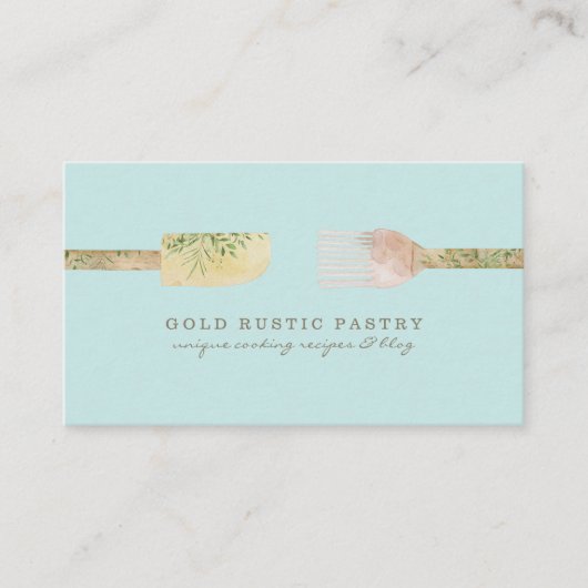 Pastel Green Rustic Eukalyptus Bäckerei Visitenkarte (Vorderseite)