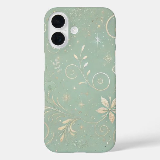 Pastel Green Shade Floral Motif Case-Mate iPhone Hülle (Rückseite)