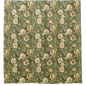 Pastel Green Shower Curtain Elegant Gold Blooms Duschvorhang (Vorderseite)