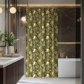 Pastel Green Shower Curtain Elegant Gold Blooms Duschvorhang
