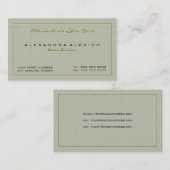 Pastel Green Simple Linen Textur Visitenkarte (Vorne/Hinten)