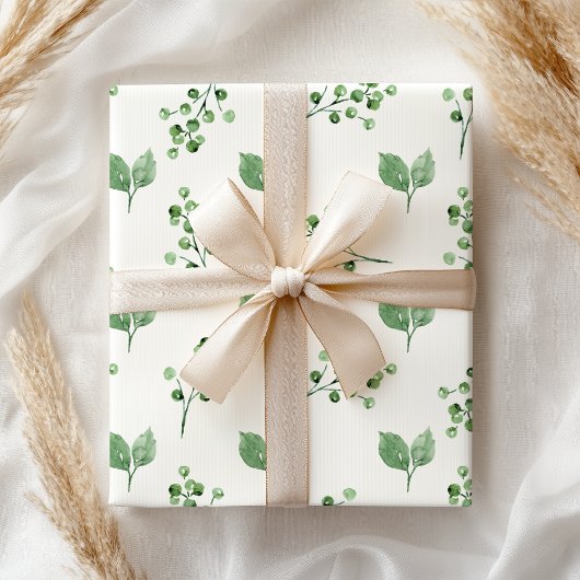 Pastel Green Spring Leaf Floral Geschenkpapier