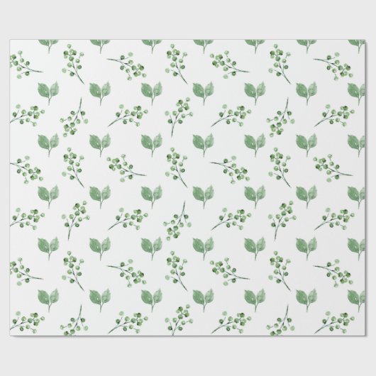 Pastel Green Spring Leaf Floral Geschenkpapier (Flach)
