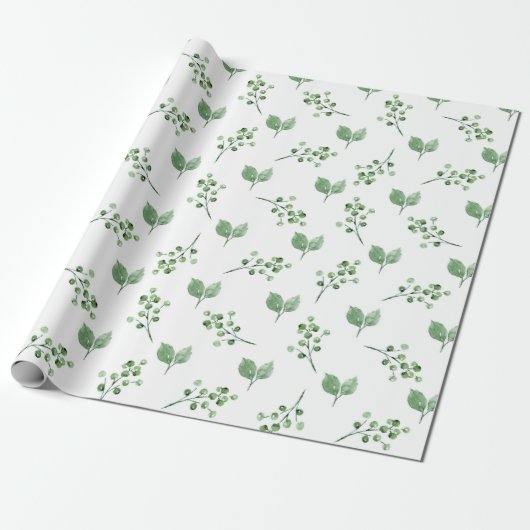 Pastel Green Spring Leaf Floral Geschenkpapier (Ungerollt)