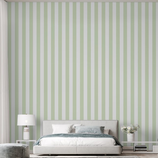 Pastel Green Stripes Tapete (Schlafzimmer)