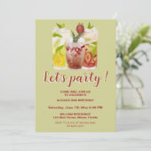 Pastel Green Summer Cocktail Party Geburtstag Einladung (Stehend Vorderseite)