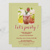 Pastel Green Summer Cocktail Party Geburtstag Einladung (Vorne/Hinten)