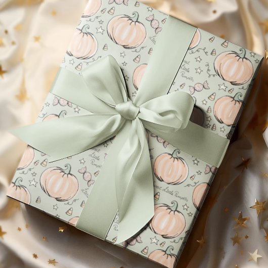Pastel Green Sweet Little Pumpkin Baby Geschenkpapier
