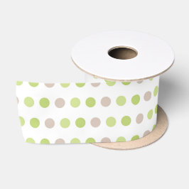 PASTEL GREEN & TAN POLKA DOTS SATINBAND